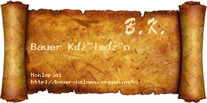 Bauer Kálmán névjegykártya